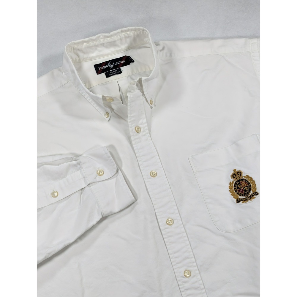Ralph Lauren Shirt Mens XL White Blaire Button-Down Crest Twill Cotton